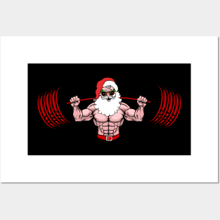 Christmas Santa Lifting Barbell (Squatmas) Posters and Art